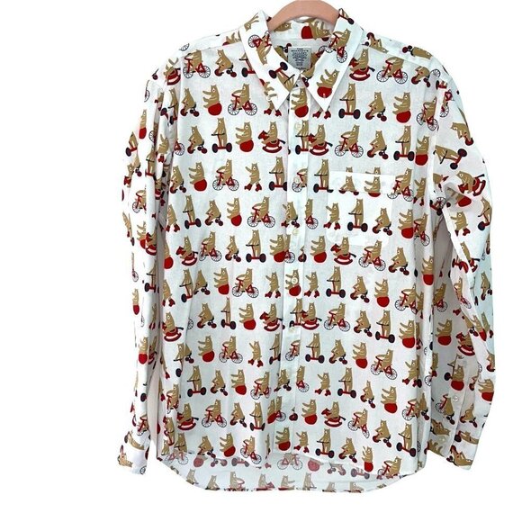 The Sharkey’s Gallery Button Up Shirt Mens Size XL Pure Cotton Circus Bear Print
